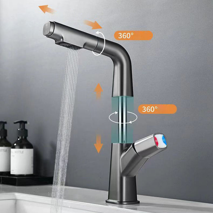 Lisslune | Brass Contemporary Faucet Retractable Round Bathroom Faucet