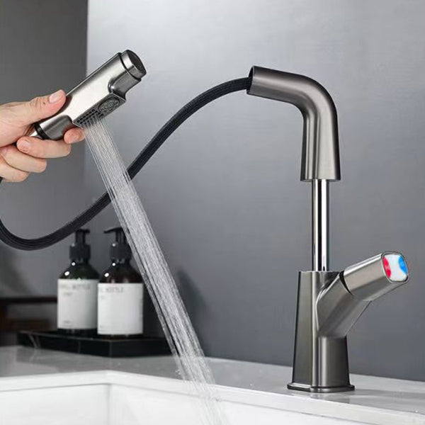 Lisslune | Brass Contemporary Sink Faucet Pull-Out Round Bathroom Faucet