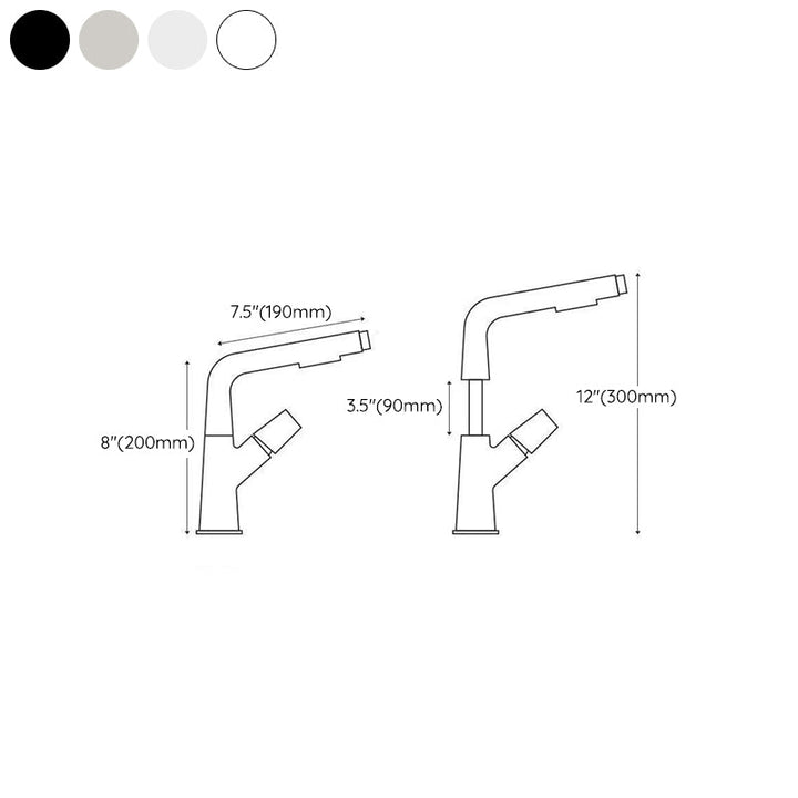 Lisslune | Brass Contemporary Sink Faucet Pull-Out Round Bathroom Faucet