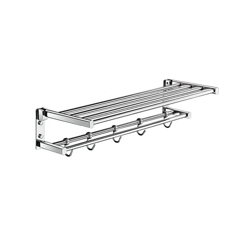 Lisslune | Polished Chrome Modern Bathroom Accessory Set Silver Towel Holder/Bath Shelf
