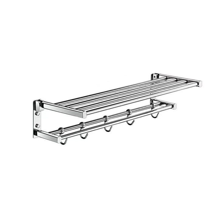 Lisslune | Polished Chrome Modern Bathroom Accessory Set Silver Towel Holder/Bath Shelf
