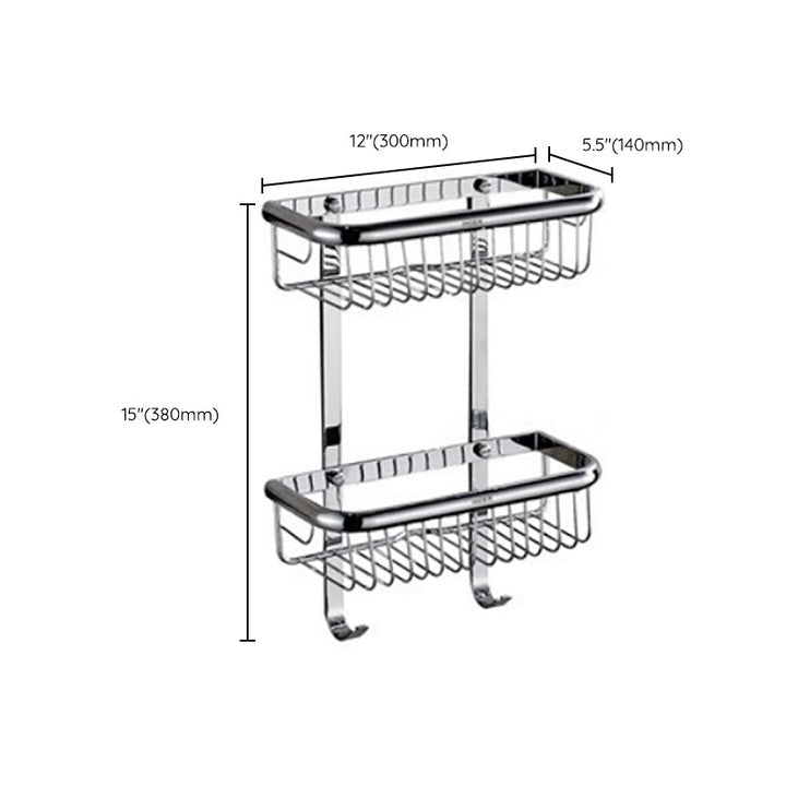 Lisslune | Polished Chrome Modern Bathroom Accessory Set Silver Towel Holder/Bath Shelf