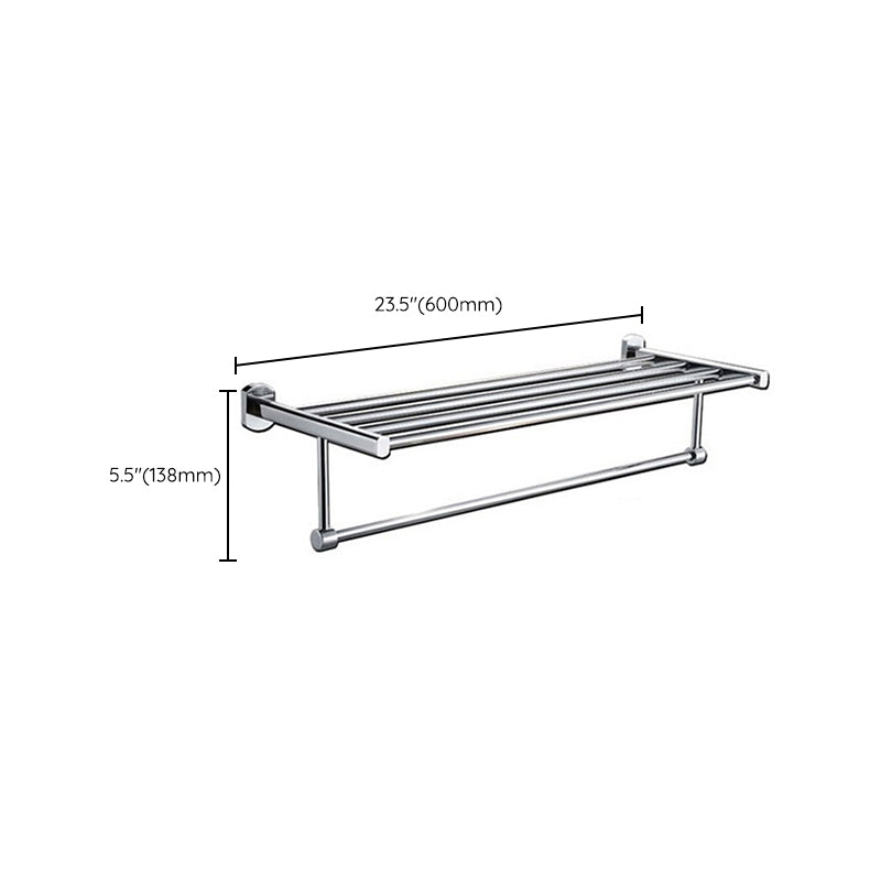 Lisslune | Polished Chrome Modern Bathroom Accessory Set Silver Towel Holder/Bath Shelf