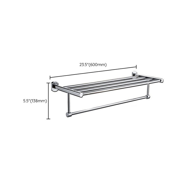 Lisslune | Polished Chrome Modern Bathroom Accessory Set Silver Towel Holder/Bath Shelf