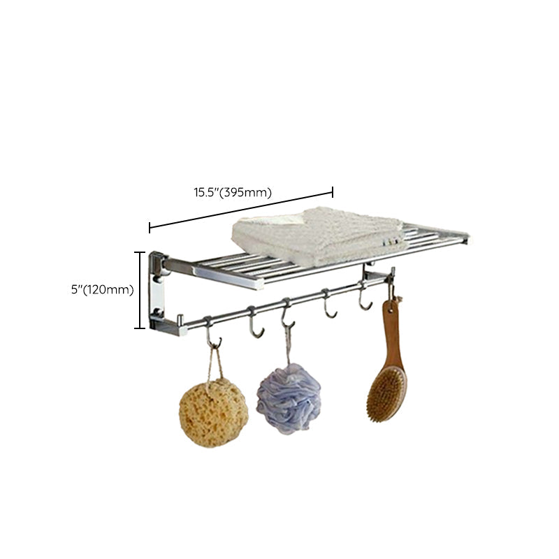 Lisslune | Polished Chrome Modern Bathroom Accessory Set Silver Towel Holder/Bath Shelf