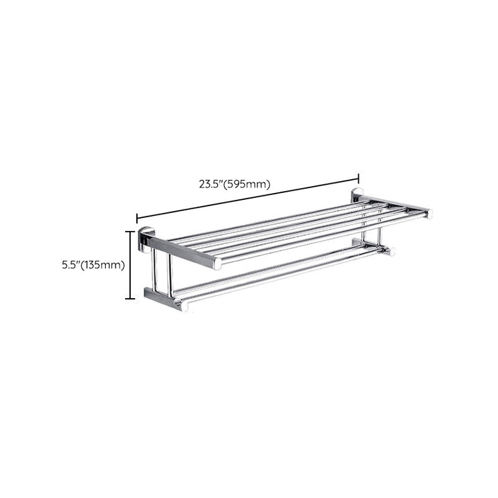 Lisslune | Polished Chrome Modern Bathroom Accessory Set Silver Towel Holder/Bath Shelf