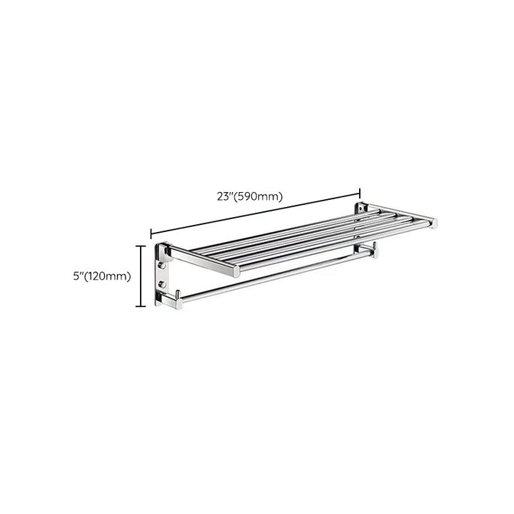 Lisslune | Polished Chrome Modern Bathroom Accessory Set Silver Towel Holder/Bath Shelf
