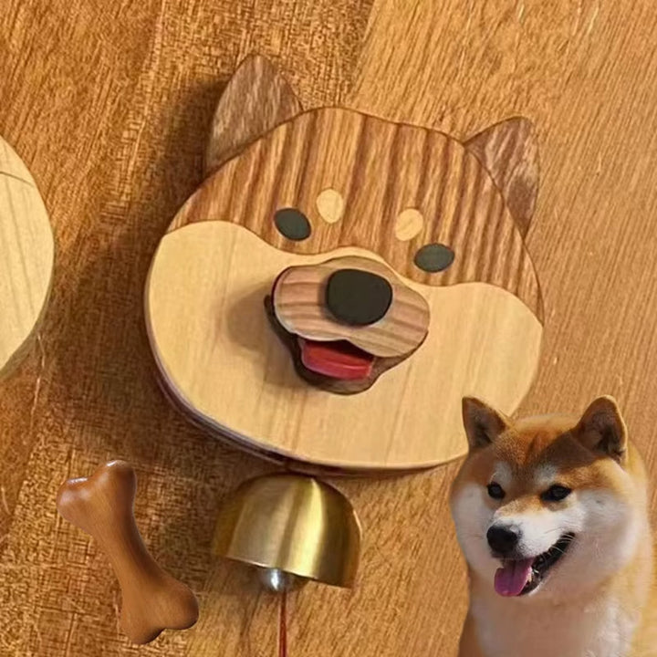 Lisslune | Playful Shiba Dog Face Wooden Doorbell