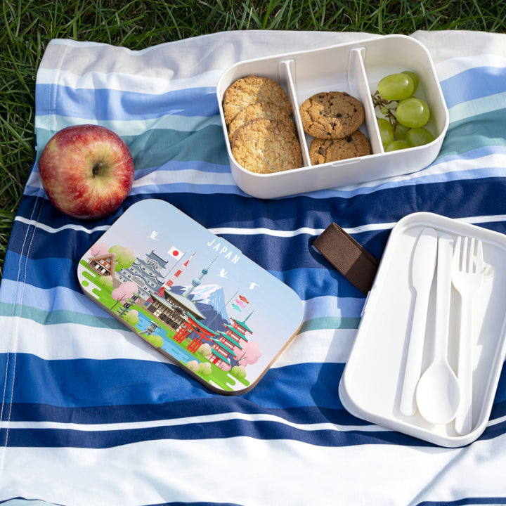 Lisslune | Stylish personalized bento lunch box with chic wooden lid - Ideal for meals on the go