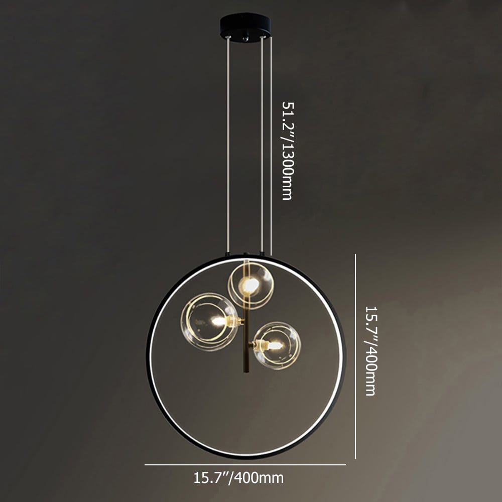 Lisslune | LumoGlobe – Minimalist Black Pendant Lamp with Glass LED Sphere