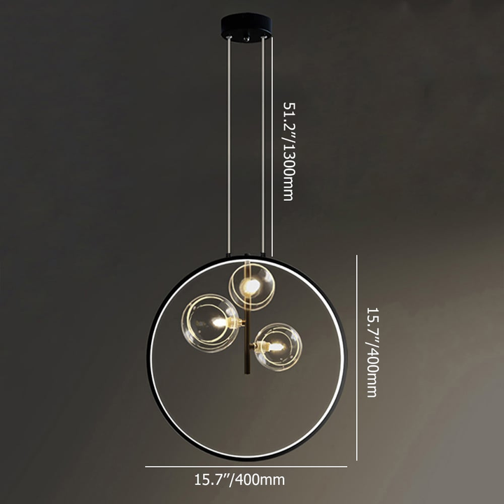 Lisslune | LumoGlobe – Minimalist Black Pendant Lamp with Glass LED Sphere