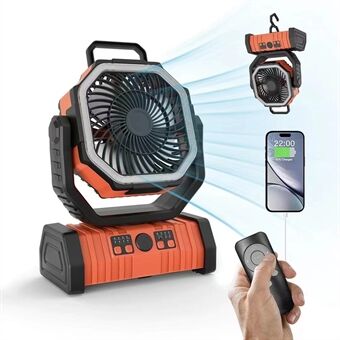 Lisslune | PowerBreeze Camping Fan with LED & Powerbank – 20000mAh, Pivoting & Rechargeable