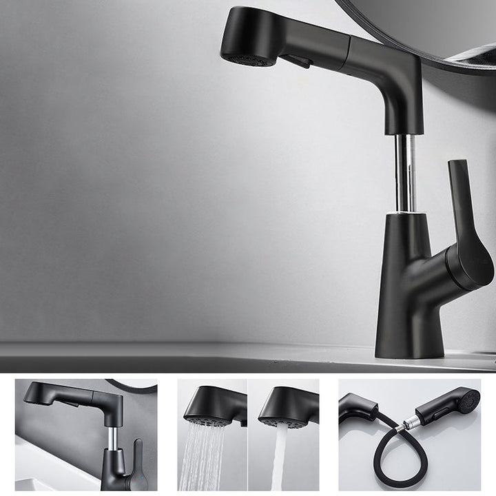 Lisslune | Modern Solid Color Faucet Metal Center Connection Sink Faucet for Bathroom