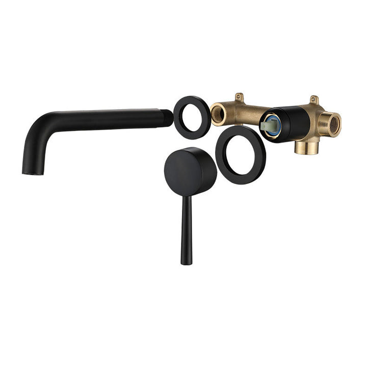Lisslune | Industrial Sink Faucet Brass Lever Handles Low Arc Wall Mounted Bathroom Faucet