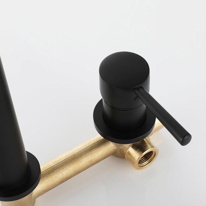 Lisslune | Industrial Sink Faucet Brass Lever Handles Low Arc Wall Mounted Bathroom Faucet