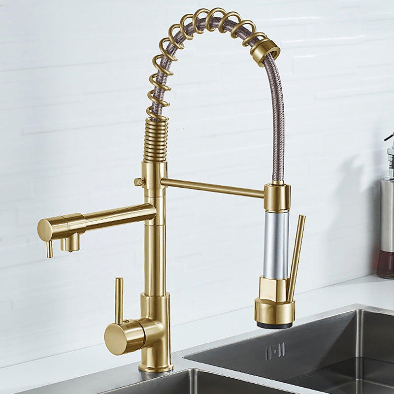 Lisslune | Glam Basin faucet Brass lever fittings Spring neck three-way outlet Bathroom sink faucet
