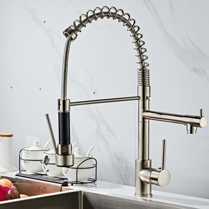 Lisslune | Glam Basin faucet Brass lever fittings Spring neck three-way outlet Bathroom sink faucet