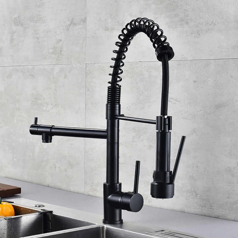 Lisslune | Glam Basin faucet Brass lever fittings Spring neck three-way outlet Bathroom sink faucet