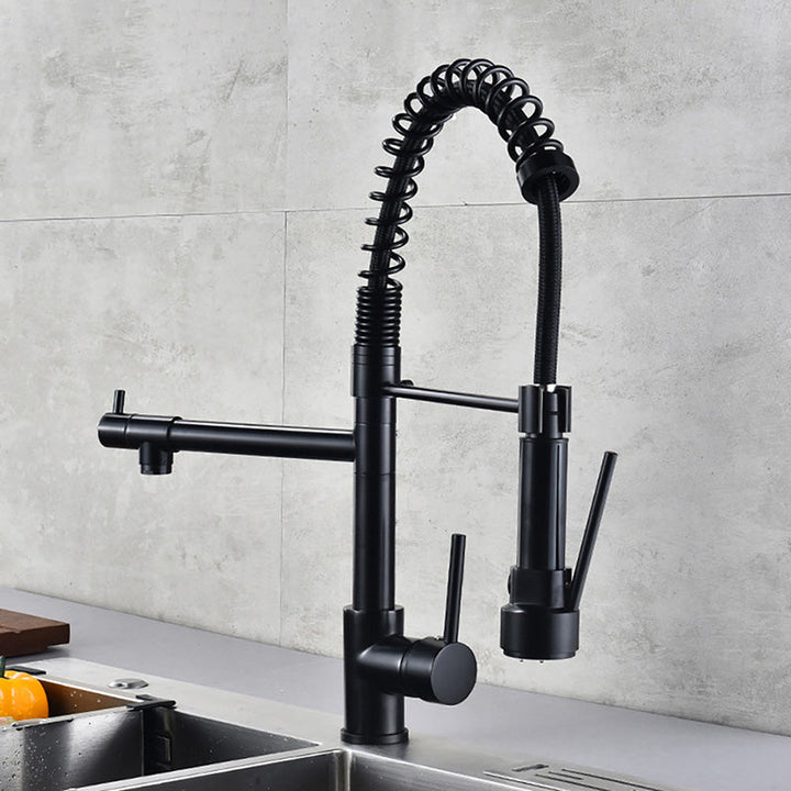 Lisslune | Glam Basin faucet Brass lever fittings Spring neck three-way outlet Bathroom sink faucet
