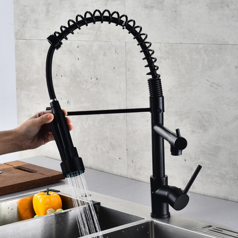 Lisslune | Glam Basin faucet Brass lever fittings Spring neck three-way outlet Bathroom sink faucet