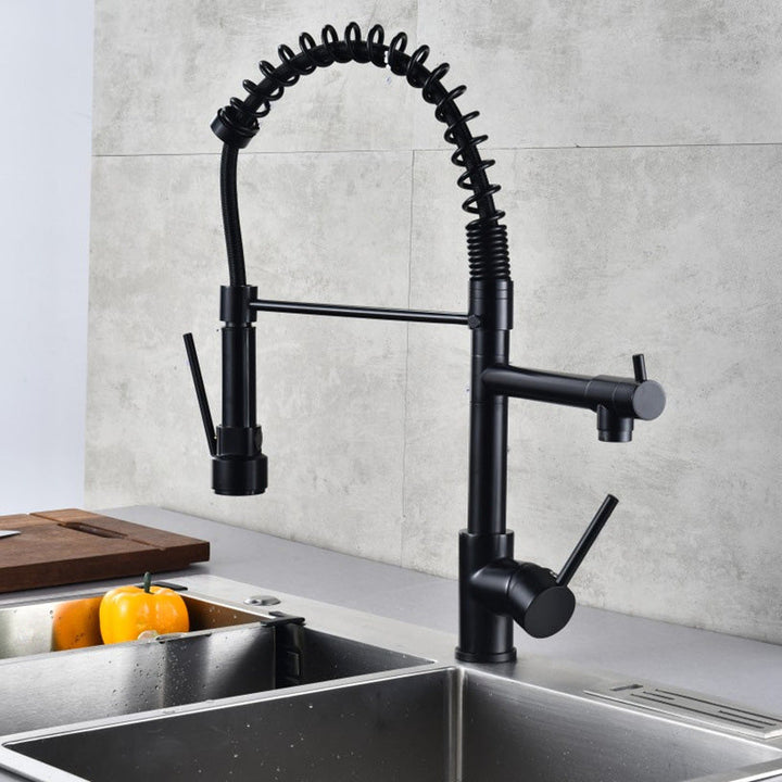 Lisslune | Glam Basin faucet Brass lever fittings Spring neck three-way outlet Bathroom sink faucet