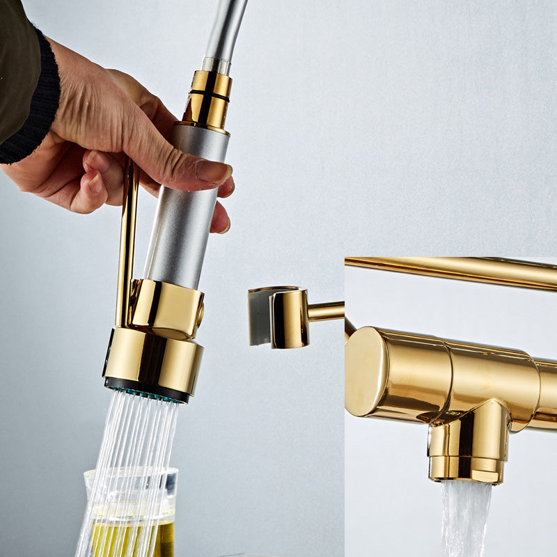 Lisslune | Glam Basin faucet Brass lever fittings Spring neck three-way outlet Bathroom sink faucet