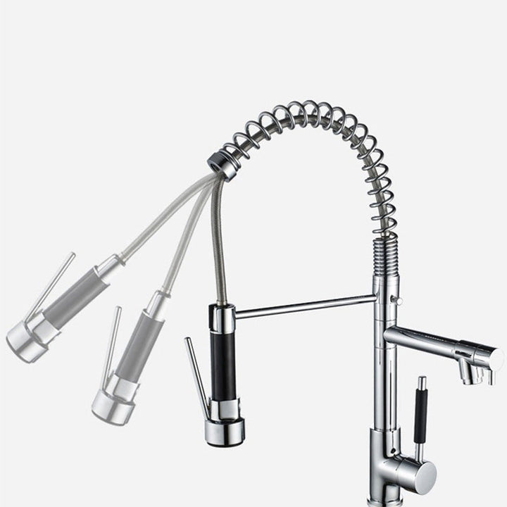 Lisslune | Glam Basin faucet Brass lever fittings Spring neck three-way outlet Bathroom sink faucet
