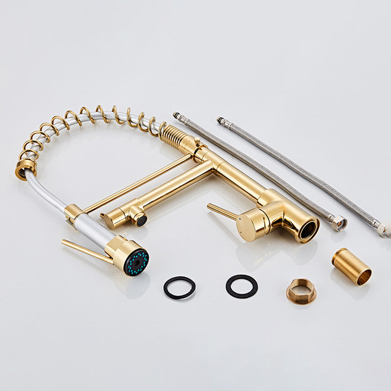 Lisslune | Glam Basin faucet Brass lever fittings Spring neck three-way outlet Bathroom sink faucet