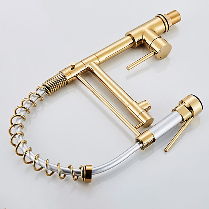 Lisslune | Glam Basin faucet Brass lever fittings Spring neck three-way outlet Bathroom sink faucet