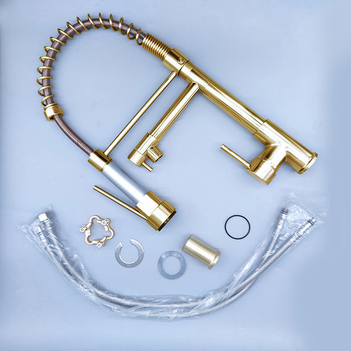 Lisslune | Glam Basin faucet Brass lever fittings Spring neck three-way outlet Bathroom sink faucet
