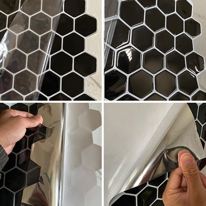 Lisslune | Hexagon Wall Tile Fat-Resistant Steel and Kitchen Paper Wallpaper