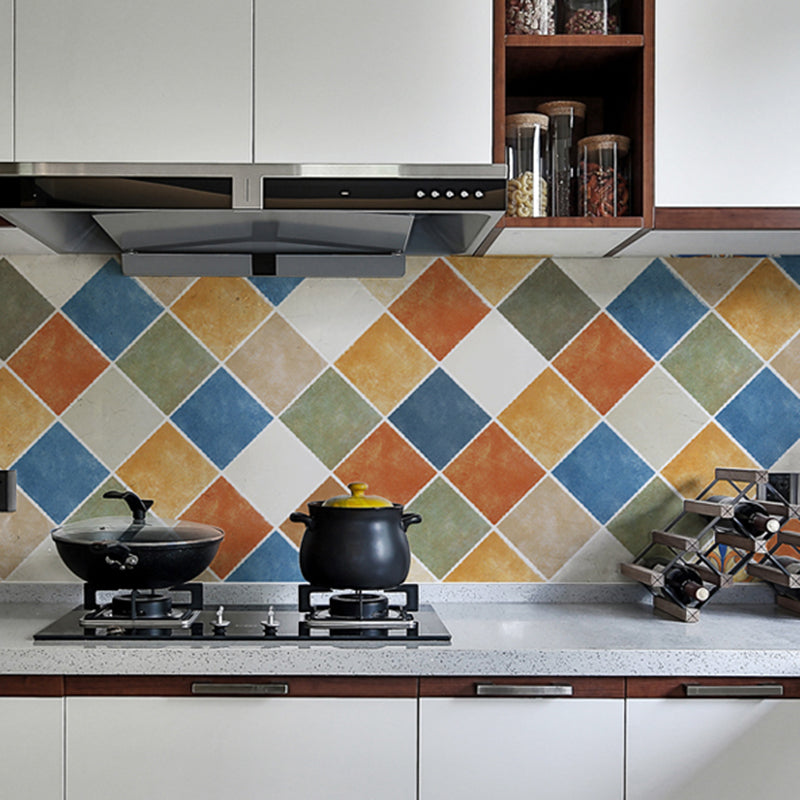 Lisslune | Rectangular Wall Tile for Peeling and Applying Geometric Print Kitchen Wallpaper