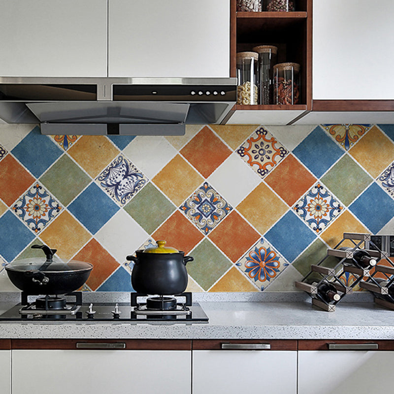 Lisslune | Rectangular Wall Tile for Peeling and Applying Geometric Print Kitchen Wallpaper