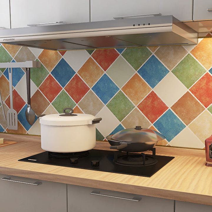 Lisslune | Rectangular Wall Tile for Peeling and Applying Geometric Print Kitchen Wallpaper