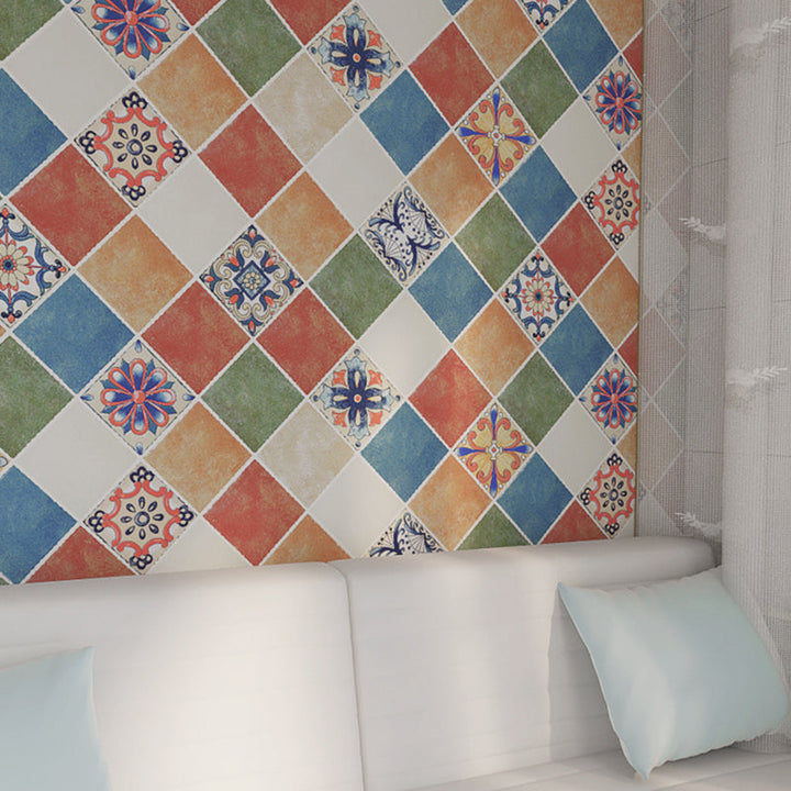 Lisslune | Rectangular Wall Tile for Peeling and Applying Geometric Print Kitchen Wallpaper