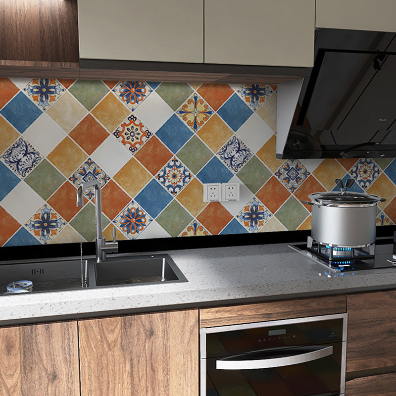 Lisslune | Rectangular Wall Tile for Peeling and Applying Geometric Print Kitchen Wallpaper