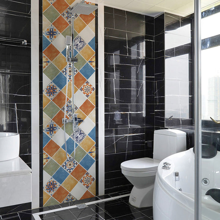 Lisslune | Rectangular Wall Tile for Peeling and Applying Geometric Print Kitchen Wallpaper