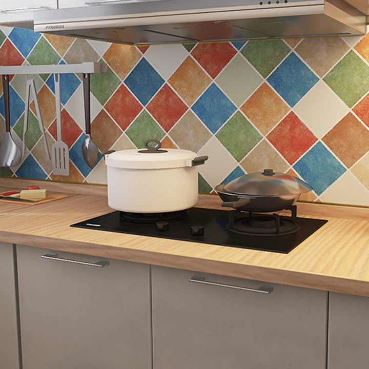 Lisslune | Rectangular Wall Tile for Peeling and Applying Geometric Print Kitchen Wallpaper
