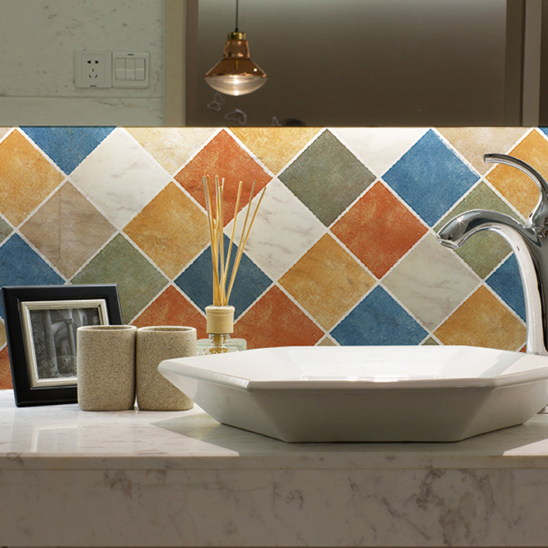 Lisslune | Rectangular Wall Tile for Peeling and Applying Geometric Print Kitchen Wallpaper