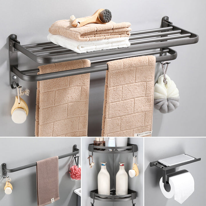 Lisslune | Modern Bathroom Fixture Set Towel Bar Gray Bathroom Shelf Bathroom Set