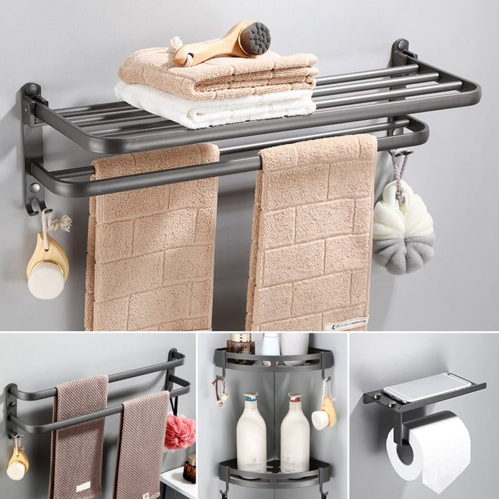 Lisslune | Modern Bathroom Fixture Set Towel Bar Gray Bathroom Shelf Bathroom Set
