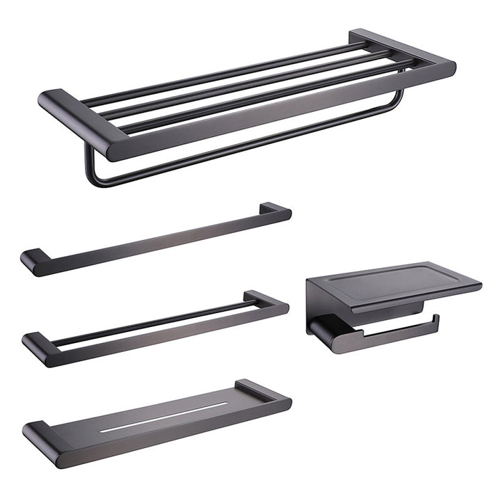 Lisslune | Dark Gray Modern Bathroom Accessory Set Stainless Steel Bathroom Accessory Set