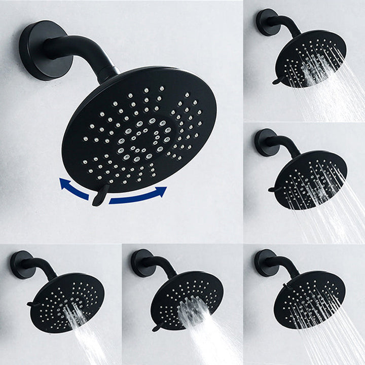 Lisslune | Round Fest Shower Head Matte Black 5 Spray Patterns Wall Mounted Shower Head