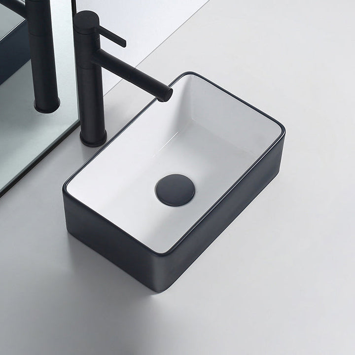 Lisslune | Modern porcelain floor wash basin Rectangular sink for the bathroom