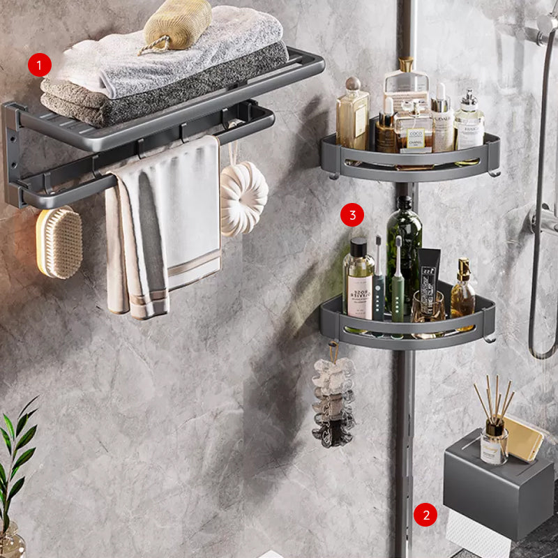 Lisslune | Modern Bathroom Accessory Hardware Set Gray Towel Bar Bathroom Shelf Bathroom Hardware Set