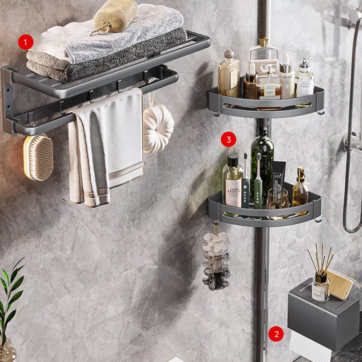 Lisslune | Modern Bathroom Accessory Hardware Set Gray Towel Bar Bathroom Shelf Bathroom Hardware Set