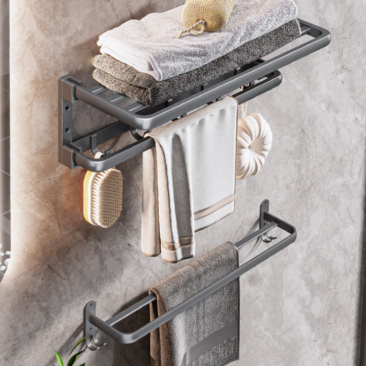 Lisslune | Modern Bathroom Accessory Hardware Set Gray Towel Bar Bathroom Shelf Bathroom Hardware Set