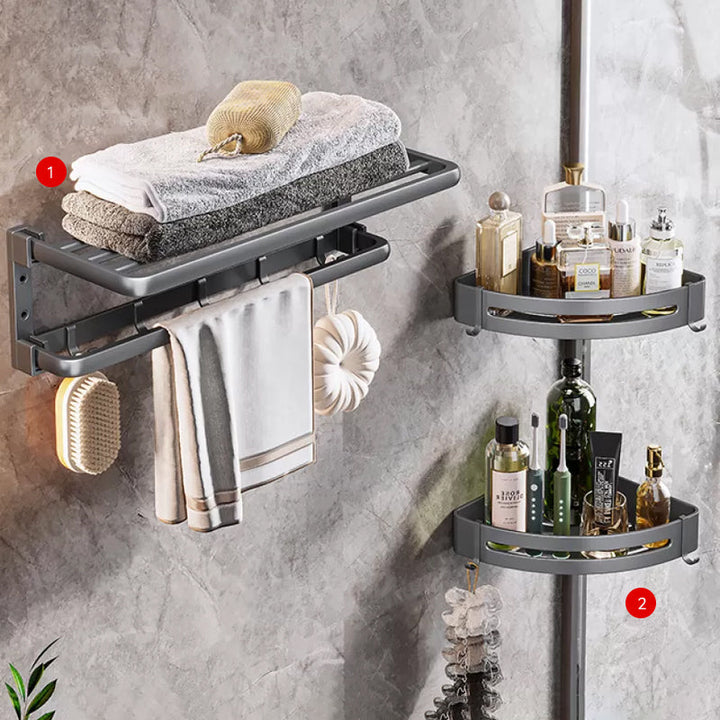 Lisslune | Modern Bathroom Accessory Hardware Set Gray Towel Bar Bathroom Shelf Bathroom Hardware Set