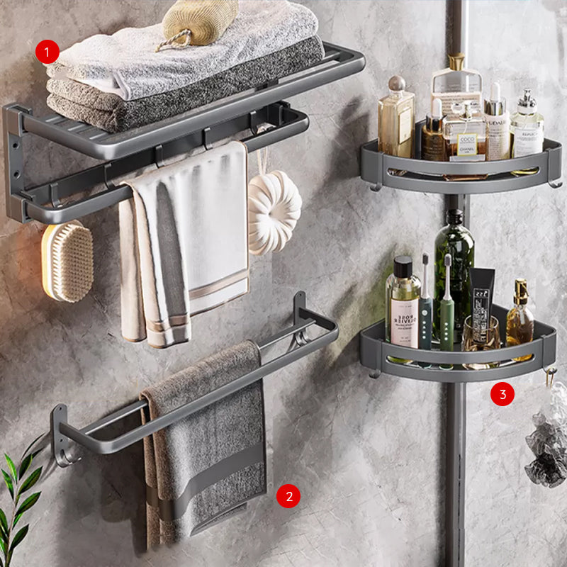 Lisslune | Modern Bathroom Accessory Hardware Set Gray Towel Bar Bathroom Shelf Bathroom Hardware Set