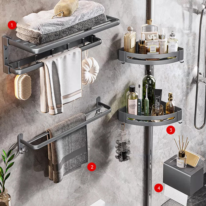 Lisslune | Modern Bathroom Accessory Hardware Set Gray Towel Bar Bathroom Shelf Bathroom Hardware Set